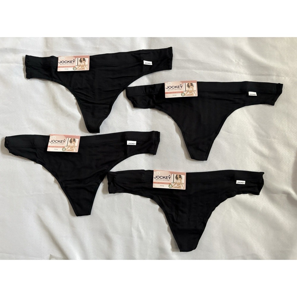NEW JOCKEY Soft Touch Breathe Modal Stretch Thong Panty Size 2xlarge 4 Pair BLK